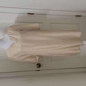 Etcetera Size 8 100% Silk Beige with Gold Undertones Shift Dress, Exc. Used Cond